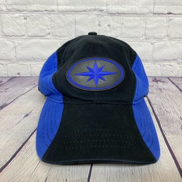 Vintage Polaris Hat Cap Kid's Size Strap Back Black Blue Multi Panel Embroidered - Picture 5 of 9